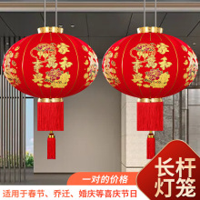 2025新款七彩灯笼春节植绒长杆灯笼新年大门口太阳能灯笼阳台灯笼