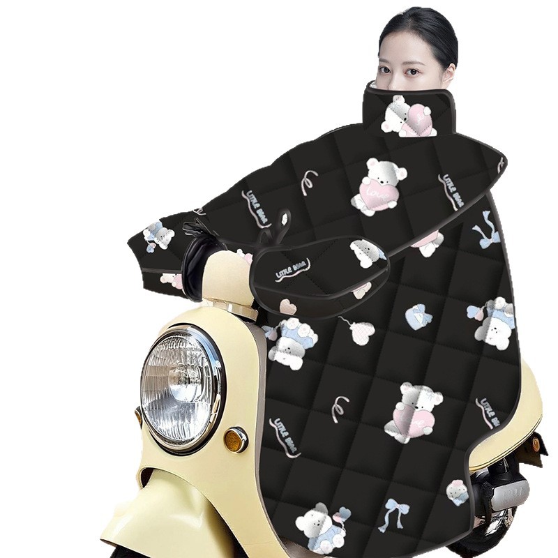 Ducha capa de doble capa con patas de retención para automóviles eléctricos, colcha de invierno de veludo y espesor a prueba de viento, colcha de calor a prueba de frío de batería