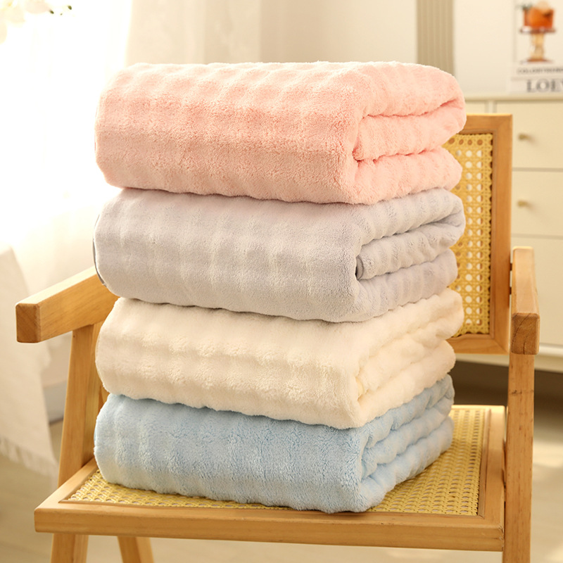 Extra Large Coral Fleece Bath Towel Soft Absorbent Quick Drying_voghion.com