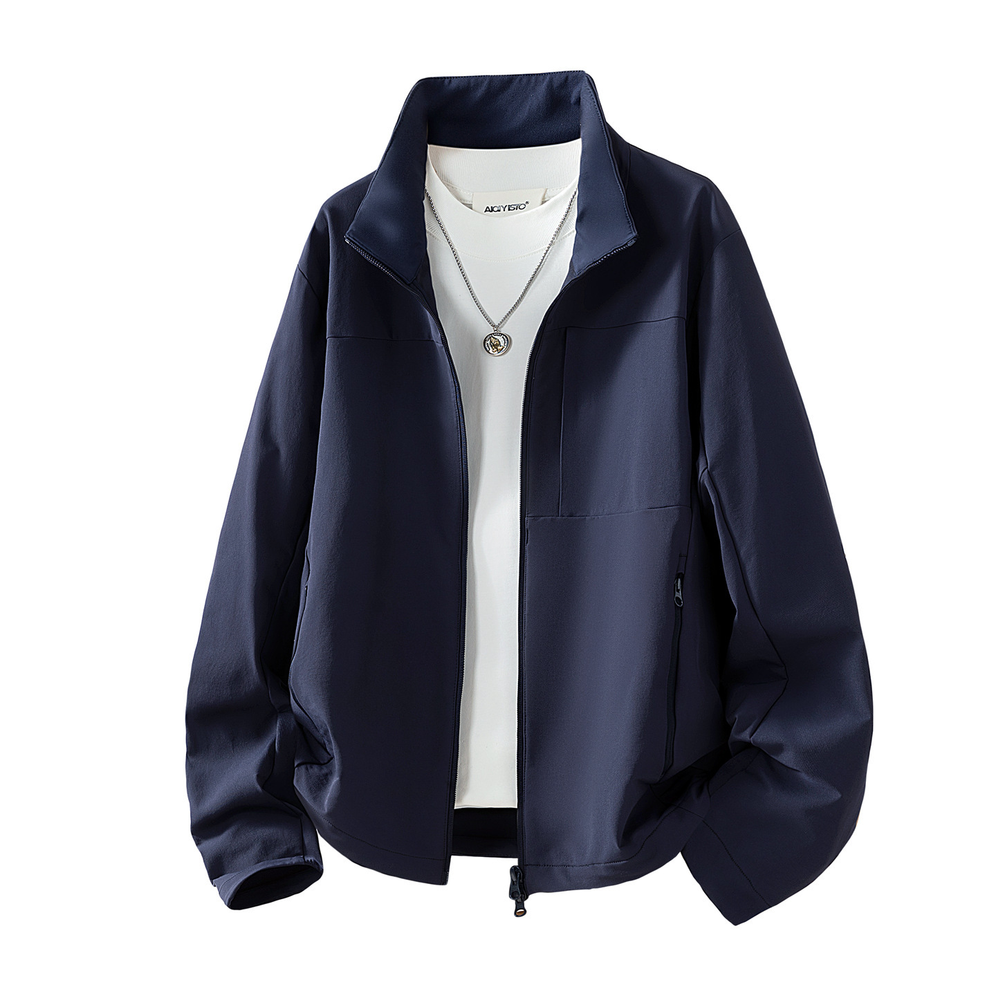Men's autumn new sports jacket, water-resistant, windproof, woven windbreaker, stand-up collar jacket, outdoor mountain style