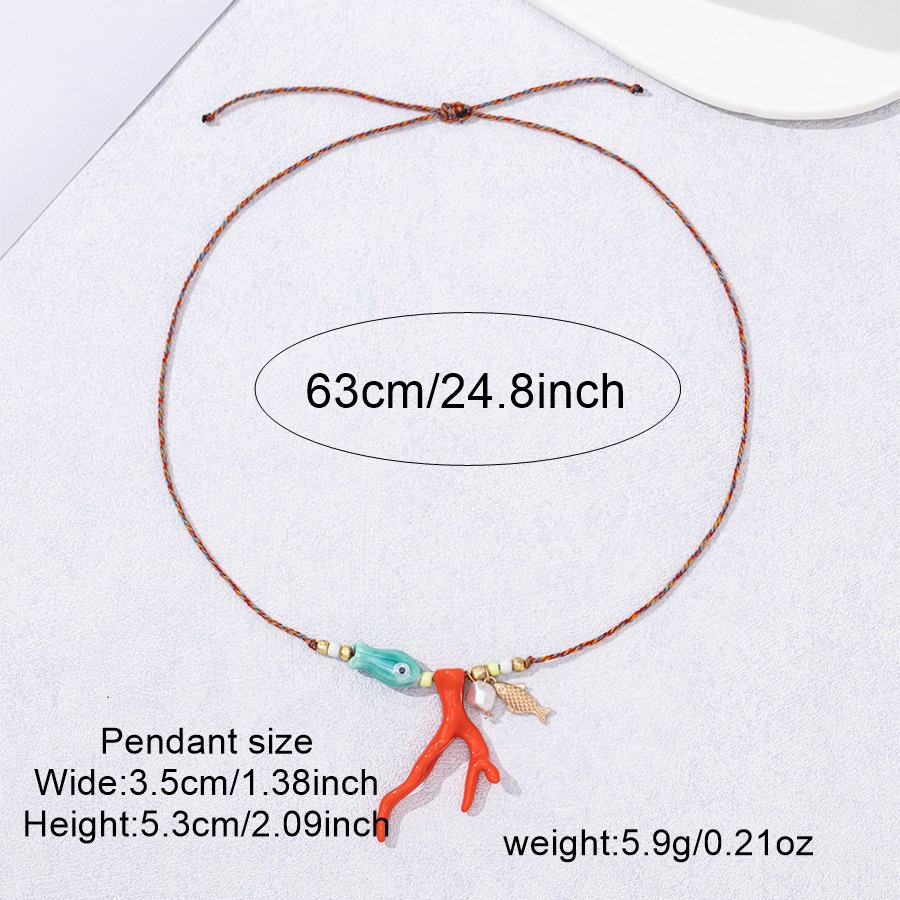 Cord String Chain Type Marine Style Starfish Coral Acrylic Rope Ceramics Cord String Lobster Trigger Clasp Closure Pendant Necklaces Wholesale
