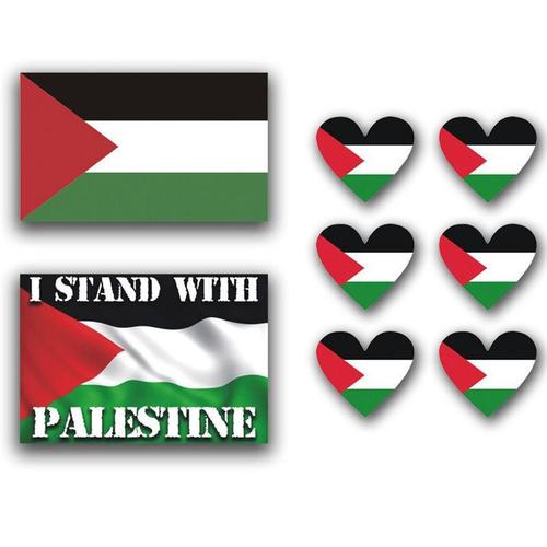 Flag Car Sticker Palestine Flag Decal Sticker 14cm Car Modification Heart Shape Protective Children's Sign