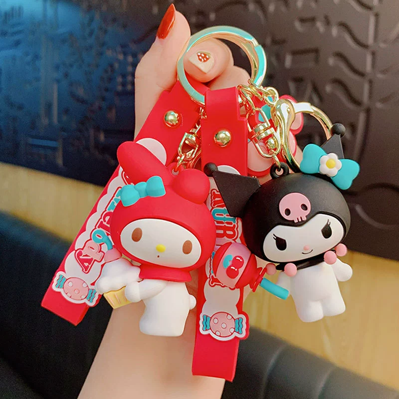 Sanrio, подлинный мультяшный милый брелок, ключи от машины, сумка со школьными аксессуарами, оптом