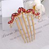 Metal retro golden water for bride, fashionable universal hairgrip, hair accessory, Korean style, with gem, light luxury style