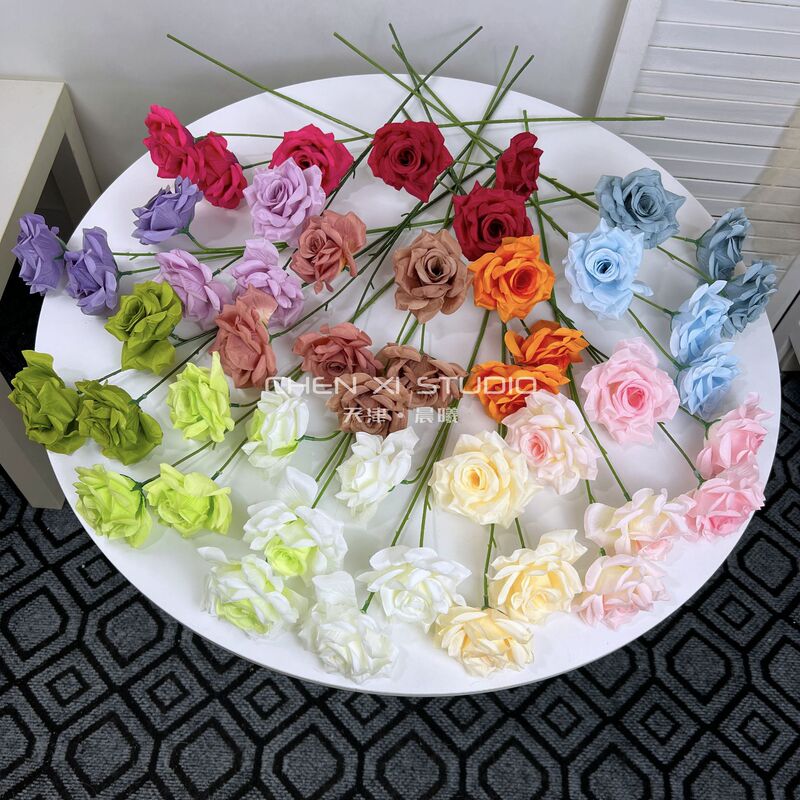 3-Head Diamond Rose Artificial Flower Corner Rose Wedding Flower Wall Waterfall Decoration Fake Flower Background Table Flower Foreign Trade Floral Art 3-Head Diamond Rose Artificial Flower Corner Rose Wedding Flower Wall Waterfall Decoration Fake Flower Background Table Flower Foreign Trade Floral Art