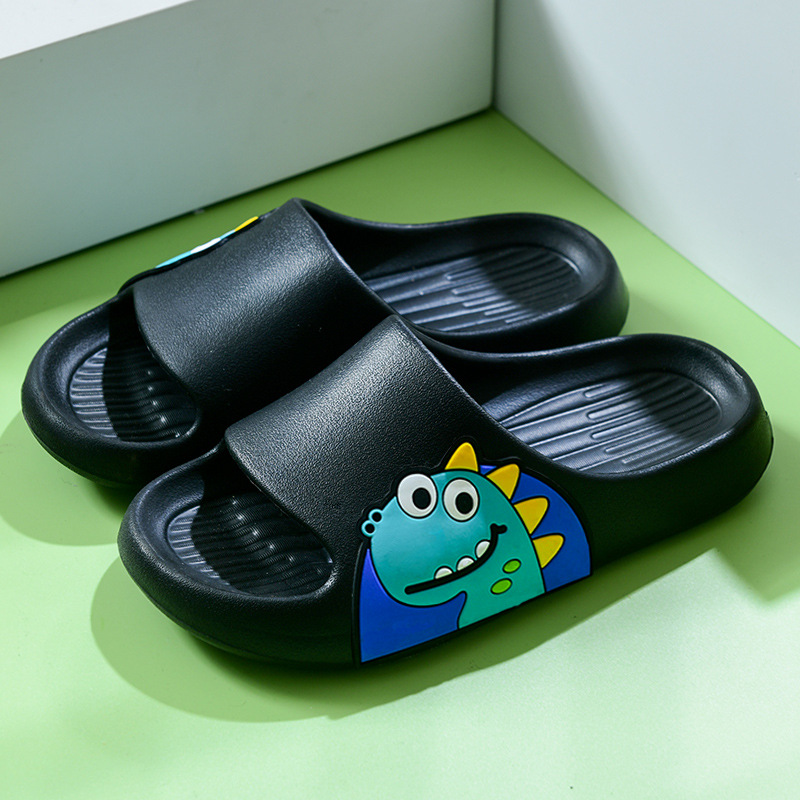 Pantuflas de dinosaurio para niños baño para niños baño interior antideslizante fondo suave bebé casa dibujos animados linda chica sandalias