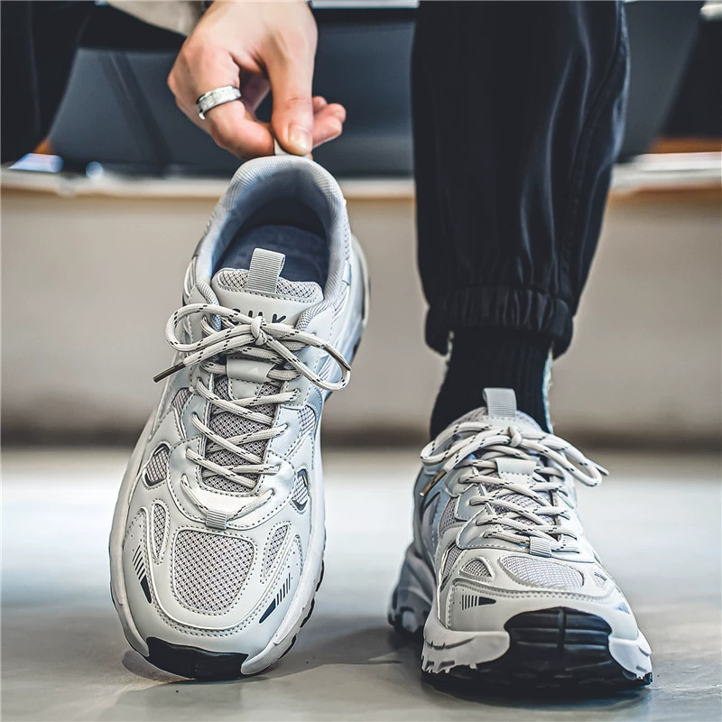 Putian мужская обувь 2024 новый летний прилив, бег, бег, спорт, отдых, сетка, дышащая толстая подошва, папочка, приливная обувь