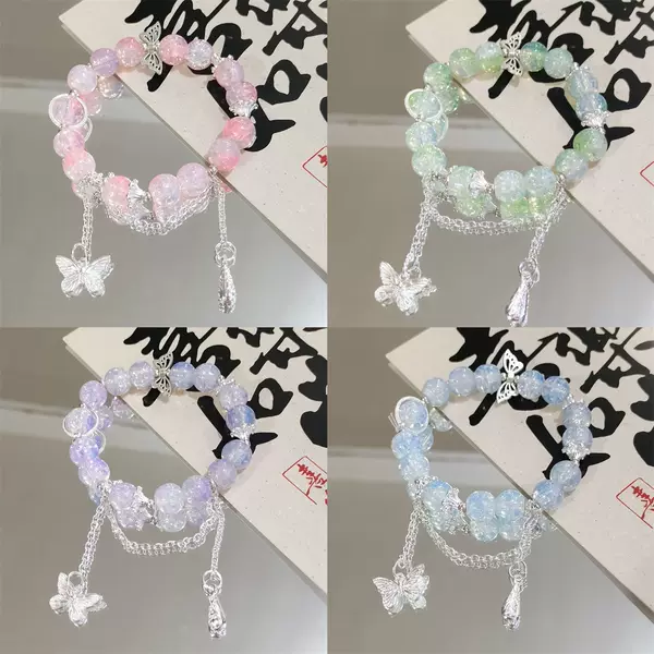 New Mori Super Fairy Butterfly Bracelet Ins Niche Sweet All-match Student Colorful Best Friend Bracelet