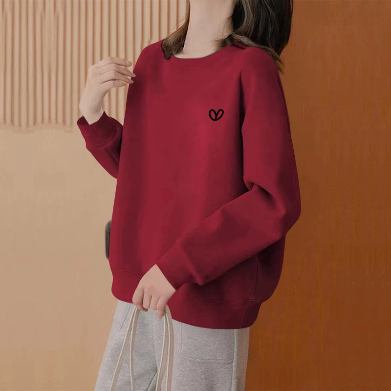 European Fashion Round Neck Sweatshirt for Women 2025 Autumn and Winter New Style Fashionable and Stylish Fleece-Lined Thickeneded Pullover Long-Sleeved Top Trendy
