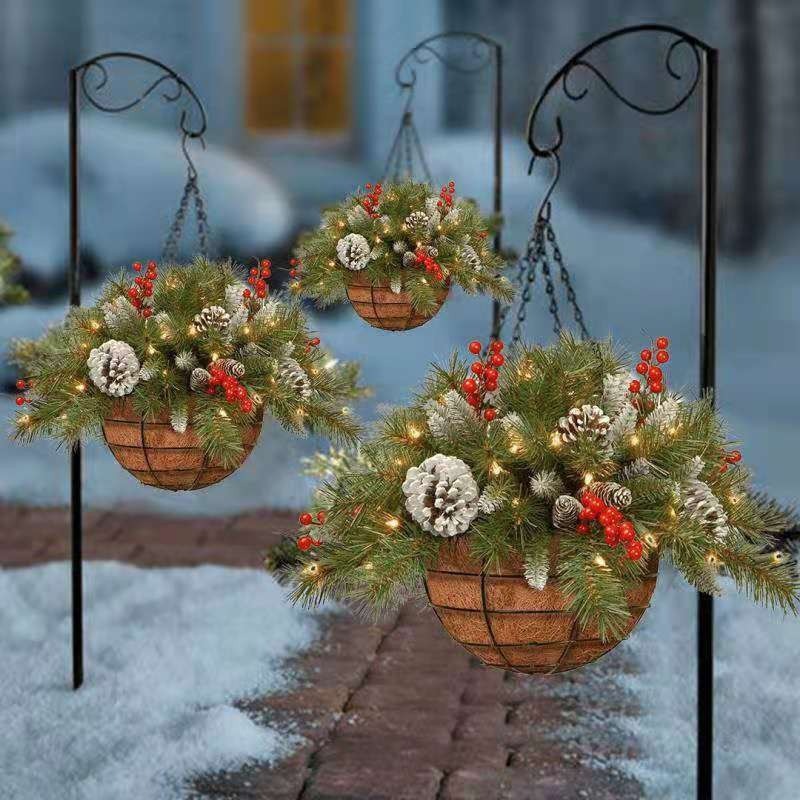 国境を越えたクリスマスバスケット花輪クリスマス祭り装飾クリスマス花輪人工クリスマスバスケット|undefined
