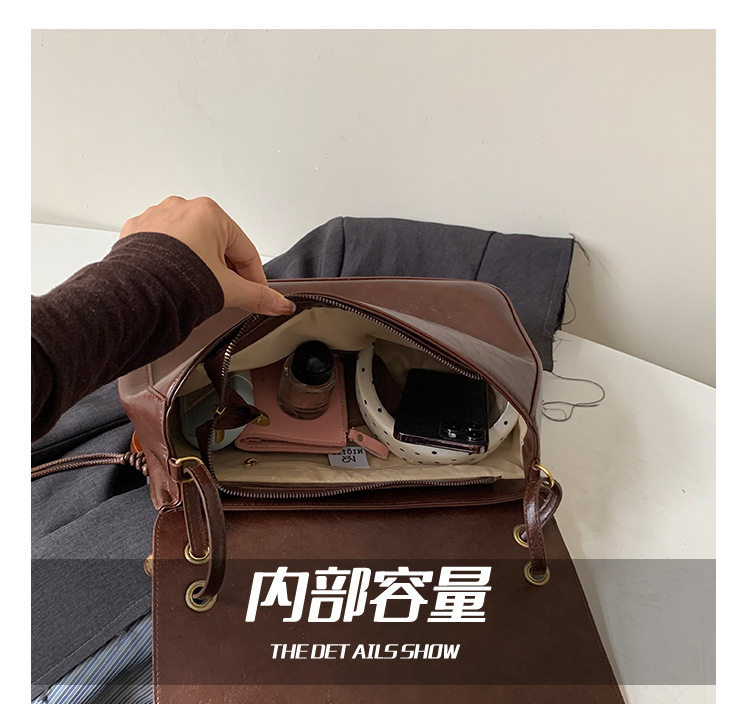 Túi xách tay nữ cỡ lớn , túi đeo vai kẹp nách chất liệu PU mềm, dung tích lớn đi làm — Màu cà phê Không có mặt dây chuyền, Màu nâu không có mặt dây chuyền, Đen không có mặt dây chuyền, Màu cà phê có mặt dây chuyền chi tiết 4