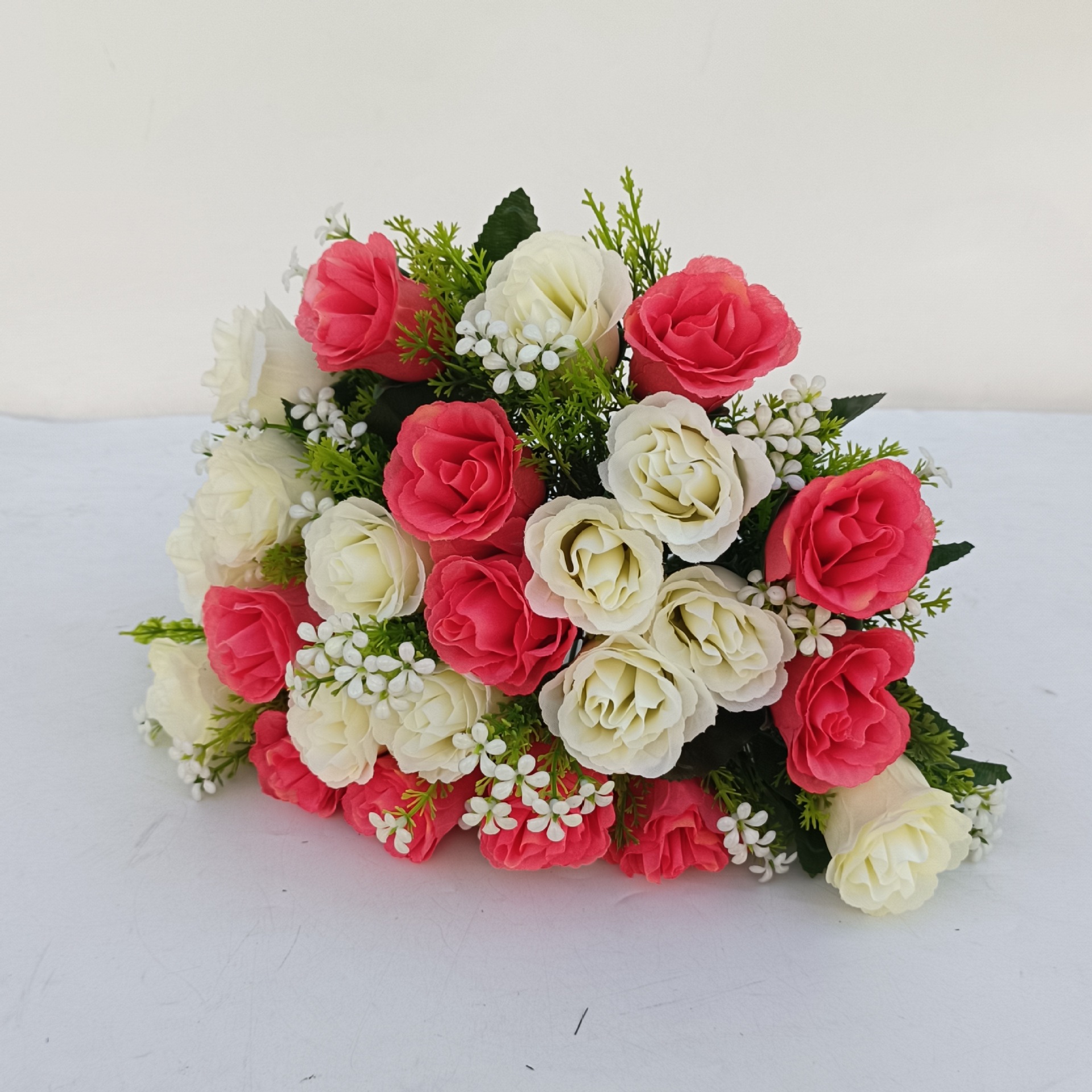 Ramo de 24 rosas artificiales para decoración del hogar, boda o fotografía