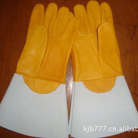 金黄色头层牛皮电焊手套劳保手套防护手套牛皮电焊手套