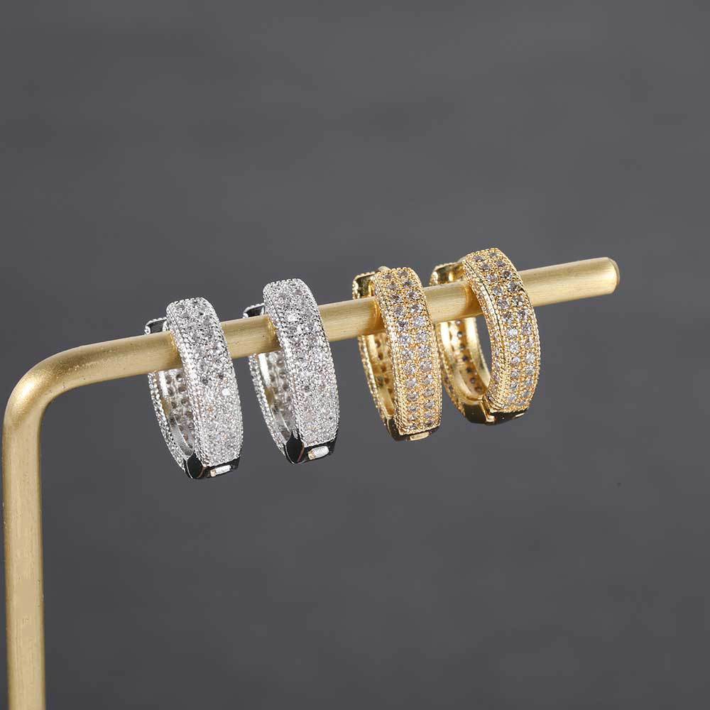 Full diamond men's plain rings, 2022 new minimalist earrings, Korean niche design, circular trendy earrings_voghion.com
