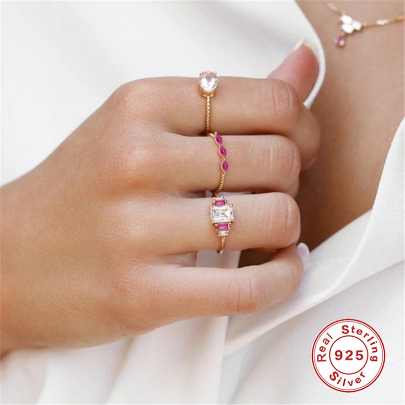 4g Weight Zircon Inlay Material Rings Classification 6, 7, 8 Ring Size Daily Occasion 925 Sterling Silver Material Square, Oval, Butterfly Pattern Women'S Gender Inlay Design Retro Style 925 Sterling Silver Zircon Square Oval Butterfly Rings 8