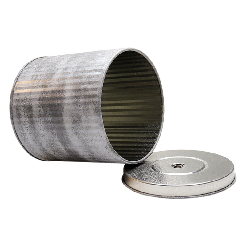En stock hierro retro puede sellado sin fugas de gran capacidad 9oz10oz vela hierro puede con tapa caja de hierro