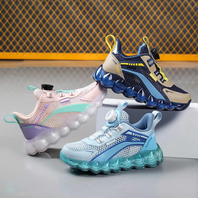 Calzado deportivo para niños Primavera nuevo estilo transpirable de una sola red zapatos para correr para niños y niñas Zapatos para niños de moda con cojín de aire de suela suave para niños