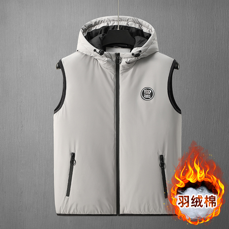 Hombre chaleco con capuz nuevo otoño y invierno cross-border algodón clip caballo chaleco cálido para hombres versión coreana 22072