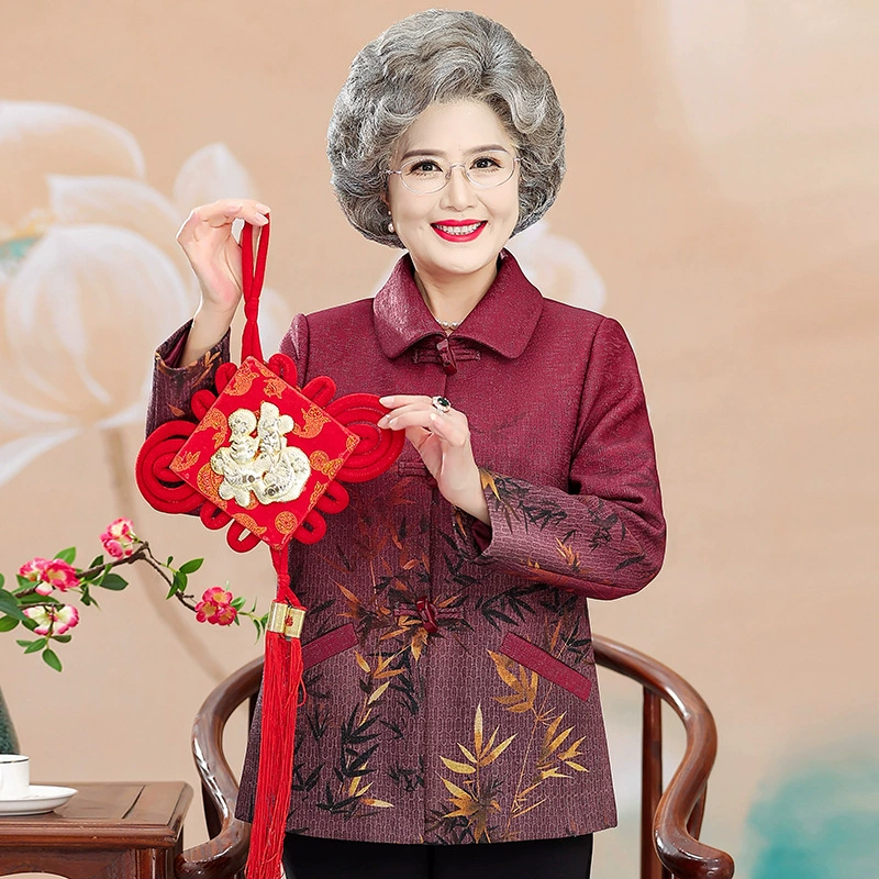Осенний модный жакет для матери, для среднего возраста, 70 лет