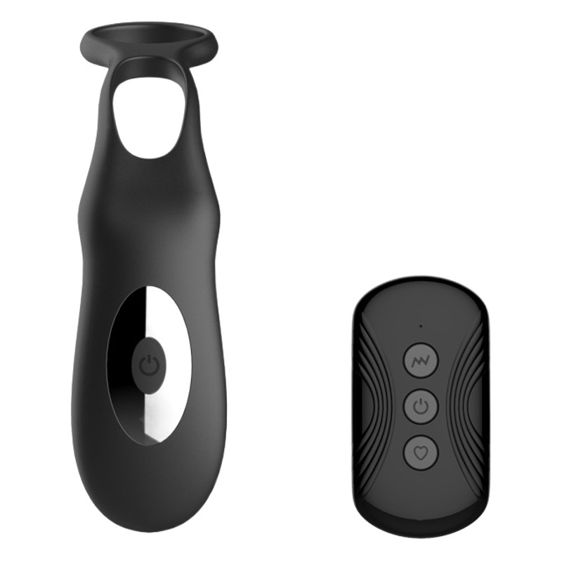 Retráctil de doble anillo de bloqueo de esencia de espalda corte masajeador de próstata 10-frecuencia de los hombres de control remoto inalámbrico vibrador productos del sexo