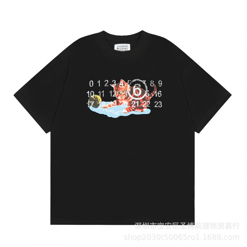 クロスボーダー メゾン マルジェラ マルジェラ デジタル プリント MM6 ピュアコットン 高品質 メンズ Tシャツ レディース 半袖 トレンド|undefined