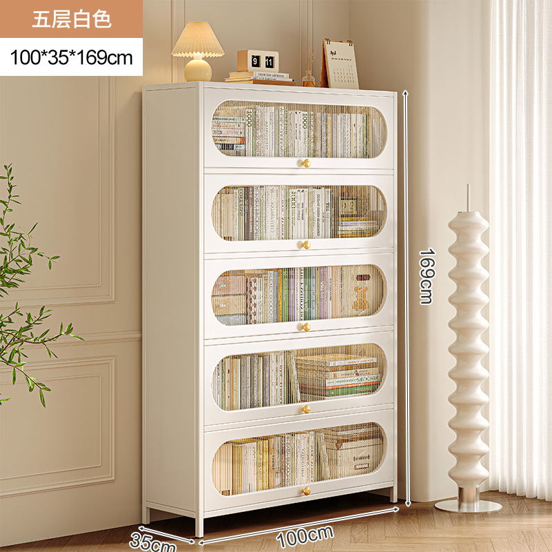 Librería de acero con puerta de armario, armario a prueba de polvo, armario de almacenamiento, armario de exhibición para el hogar para niños, armario de almacenamiento contra la pared, estantería de piso a techo