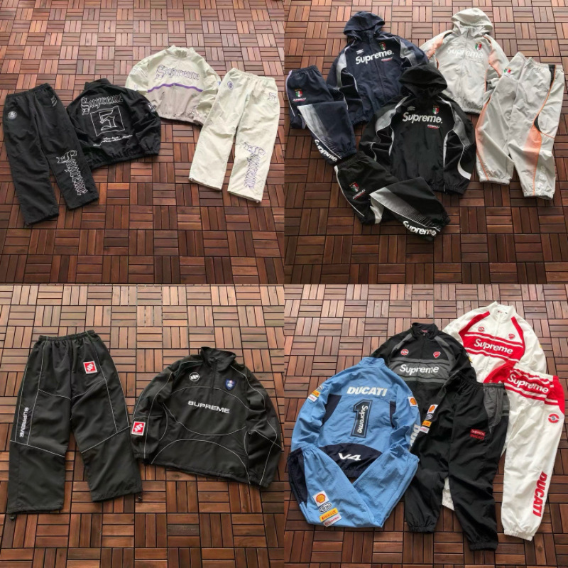 25S European and American cross-border half-zip silhouette patchwork niche trendy street sports windbreaker casual suit
