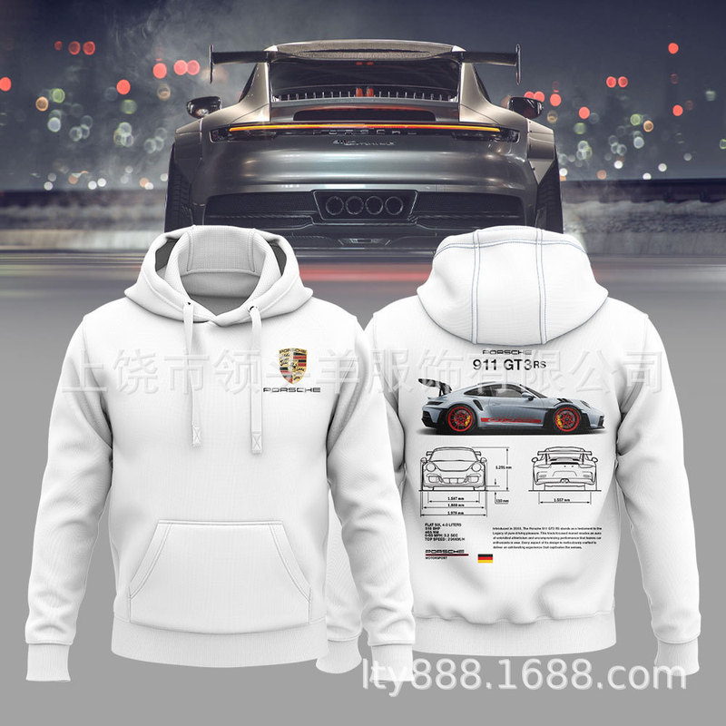 2025 Cross-Border New Product Men's Porsche 911 Trendyy Casual Sports Versatile Racing Sports Car Hooded Sweatshirt
