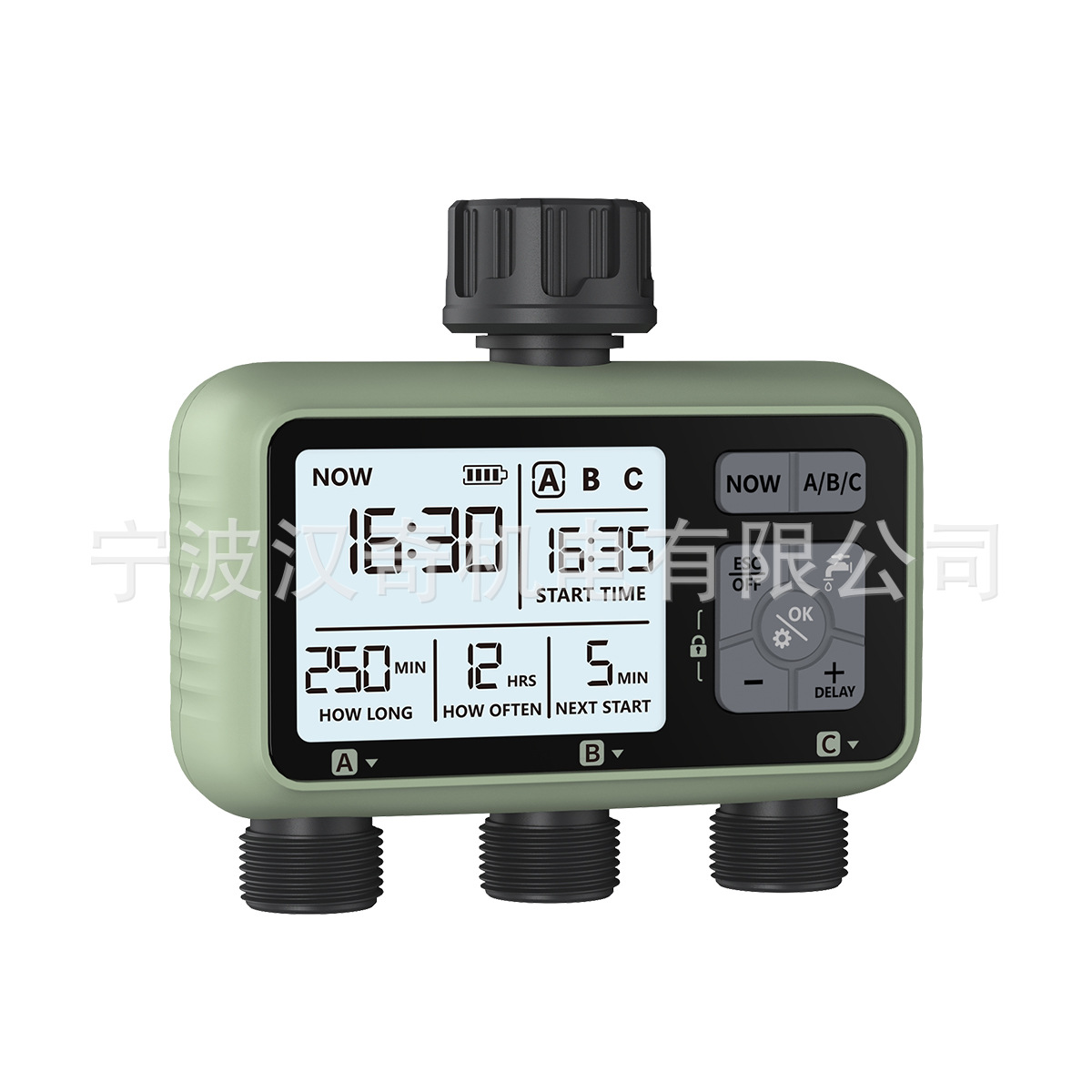 Programador de riego automático de jardín, pantalla grande, control de tres válvulas, riego inteligente para exteriores