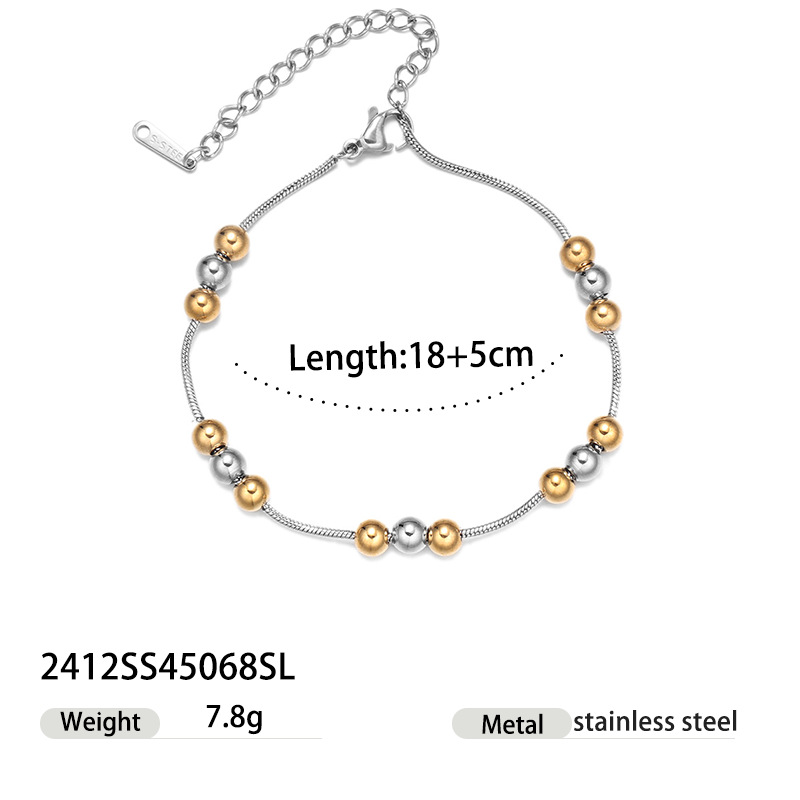 Taena collar de acero inoxidable europeo y americano, lujo ligero, cadena de alta calidad, cuentas redondas para mujer, cadena de clavícula de acero de titanio, joyería de explosión transfronteriza
