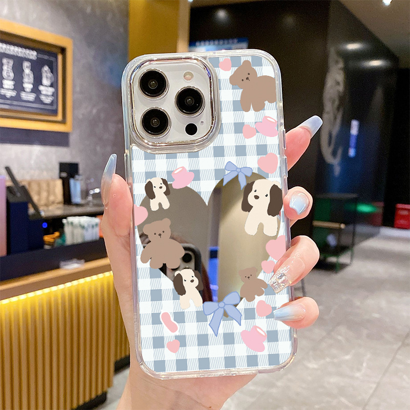 适用于蓝格动物iPhone15promax苹果16/14/17pro镜面手机壳air大孔