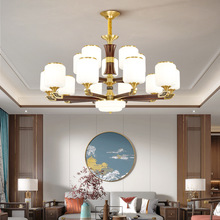 中国风全铜实木客厅吊灯新中式简约大气中式别墅高端餐厅卧室灯具