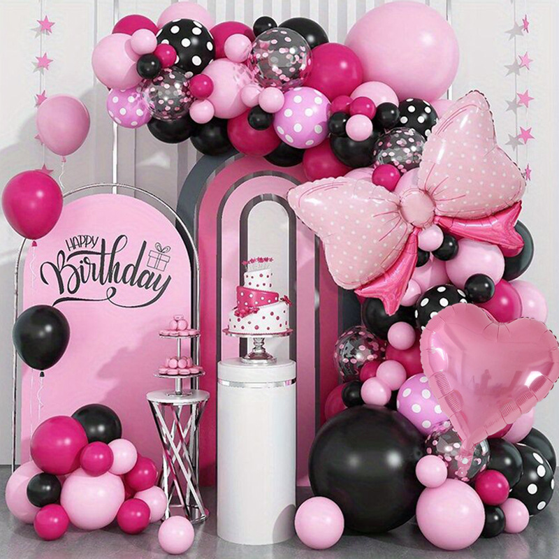New Cartoon Mickey Mouse Balloon Wreath Set Pink Bow Balloon Girl Birthday Party Scene Outfit