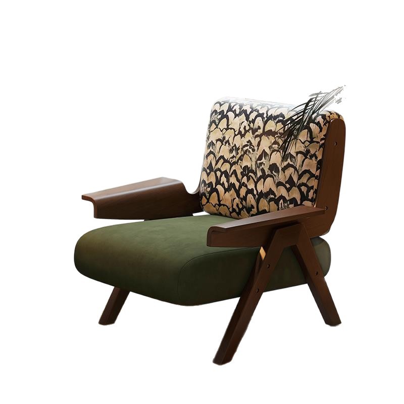 Single sofa chair French medieval style lazy living room balcony leisure chair Zebra chair solid wood designer single chair 5