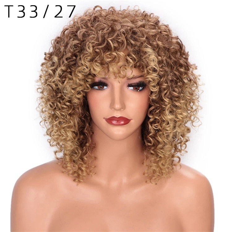 África comercio exterior explosivo cabeza pequeña pelucca damas corta cabeza negra pequeña pelucca Curly Afro Wig