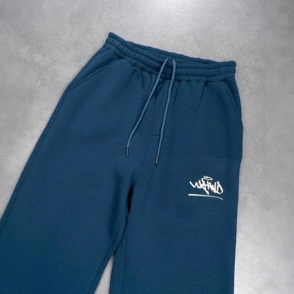 Damenbekleidung, Herren- und Damen-Trendiges Kapuzen-Zip-Jacket mit passender Jogginghose - Streetwear mit 2D-Print (Stahlgrau/Marineblau)_voghion.com