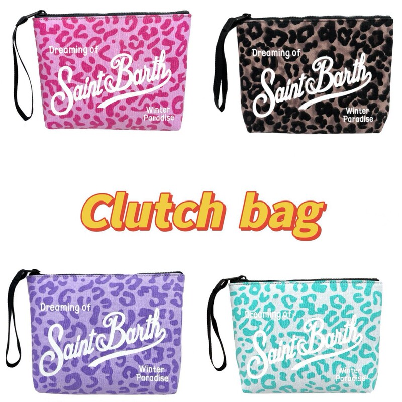 Saint Barth Autumn and Winter New Clutch Bag Women's Clutch Bag Colorfulful Leopard Print Canvas Diving Handbag