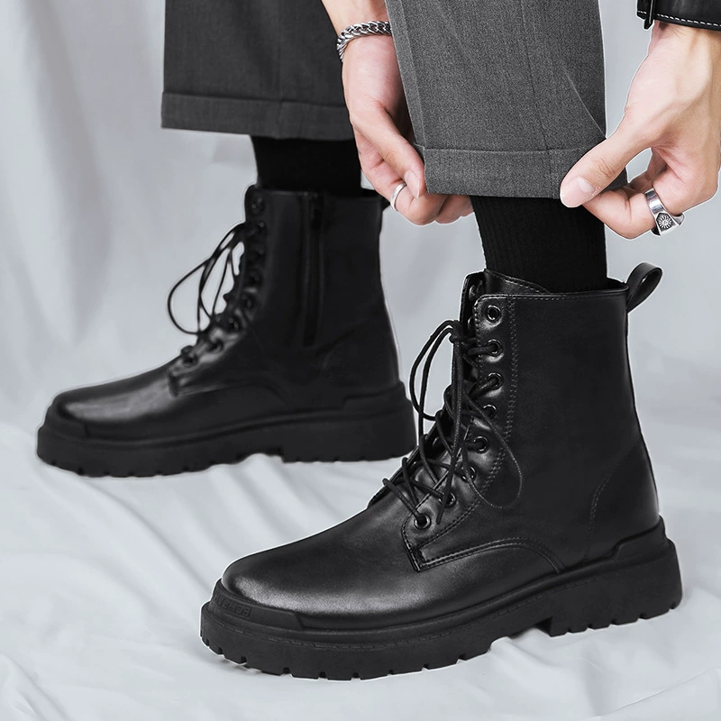 Martens, высокие челси в английском стиле, мужские ботинки, флисовые туфли под кожаную обувь, тренд сезона, британский стиль