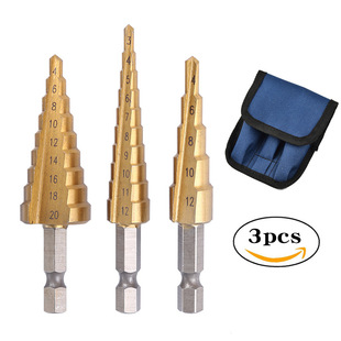 Factory Direct Sales Hexagonal Handle Pagoda Drill Bit Woodworking Drilling Tool Set Straight Groove Step Drill Reaming Step Drill Bit