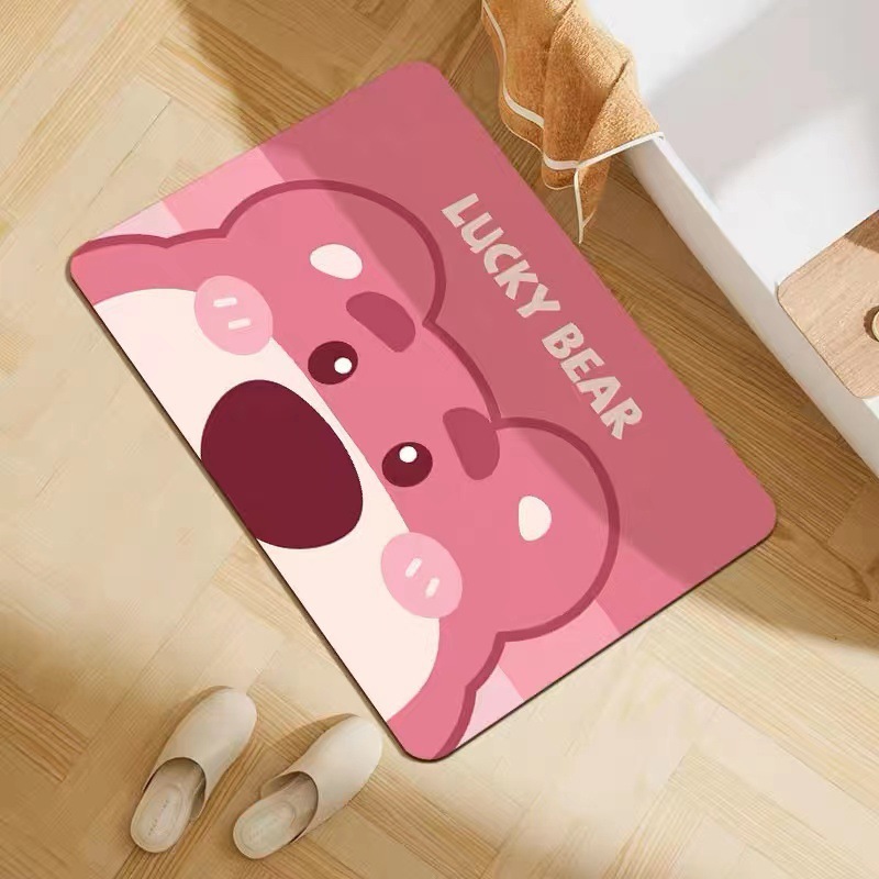 Baño doméstico absorción de agua almohadilla de pies de dibujos animados de forma especial almohadilla de suelo de barro de diatomeas secado rápido se puede cortar almohadilla de pies de puerta de baño