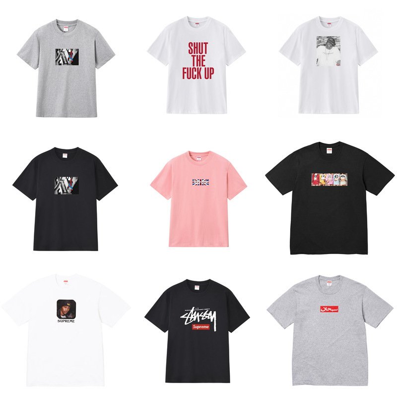 Cross-Border Wholesale Supreme American Fashion Brand Letter-Printed 260g Pure Cotton T-Shirt Loose Casual Couple Short-Sleeved Shirt Cross-Border Wholesale Supreme American Fashion Brand Letter-Printed 260g Pure Cotton T-Shirt Loose Casual Couple Short-Sleeved Shirt