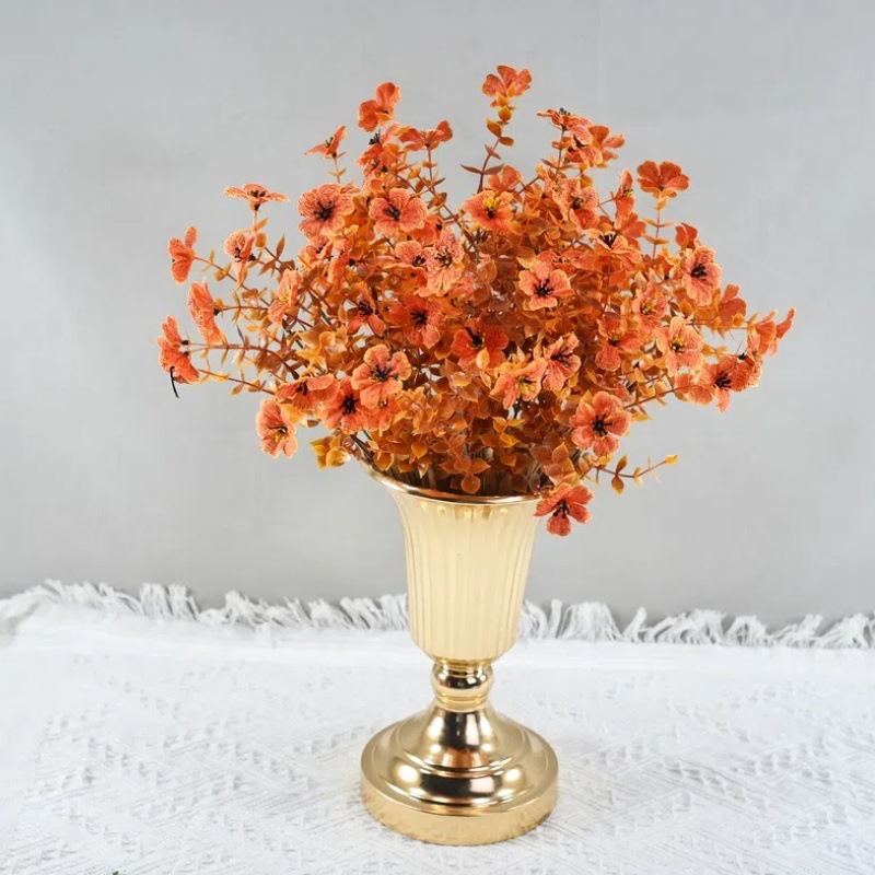 Amazon otoño flor artificial flor falsa artificial 7 tenedores eucalipto color otoñal violeta traje decoración flor decorativa
