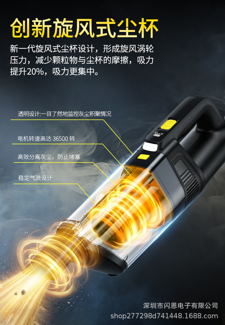 Cross-Border Handheld Car Vacuum Cleaner with Powerful Suction, Rechargeable, Dual-Use for Car and Home, Wireless Blowing and Suction All-In-One