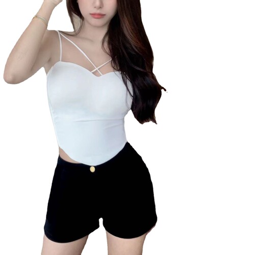 Summer ice silk latex fixed cup with chest pad solid color outer camisole slim fit and comfortable inner wear to wrap the chest