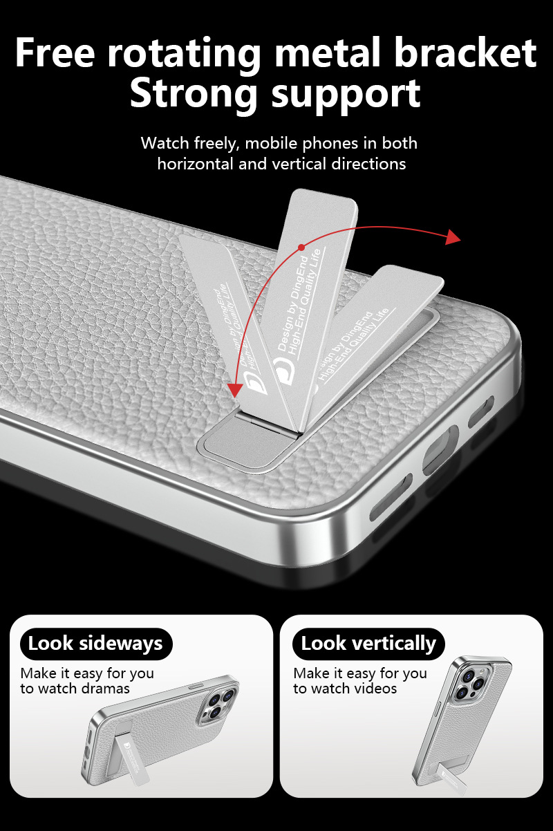 Ốp lưng iPhone 17 Pro Max chống sốc, có chân đứng, họa tiết vải da Apple nhập khẩu — đen, xám, màu nâu, màu cam chi tiết 7