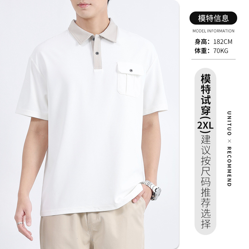 Polo de punto para hombre, manga corta, lujo ligero, sensación de alta gama, solapa casual de negocios de verano, camiseta de Paul, top para hombre