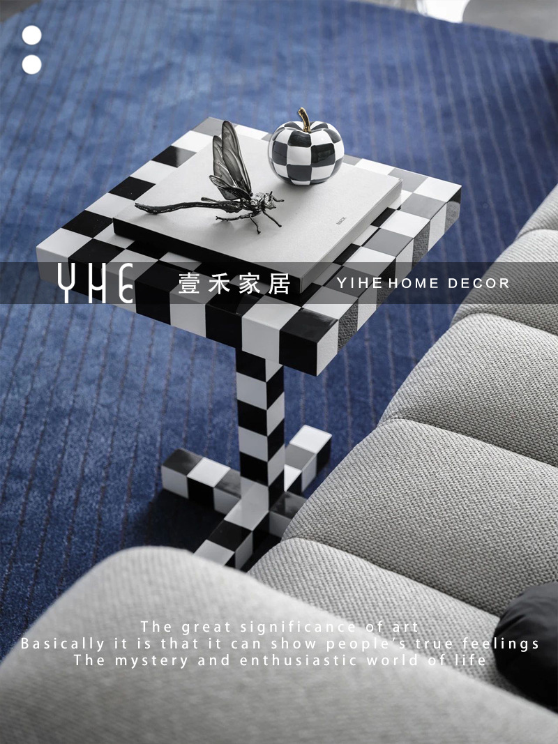 Model Room Living Room Study Sofa Corner Table Leather Cushion Dragonfly Ceramic Apple Ornaments Soft Decoration Ornaments