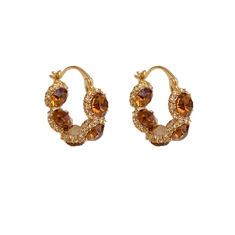 Retro small design sophisticated earrings with zircon