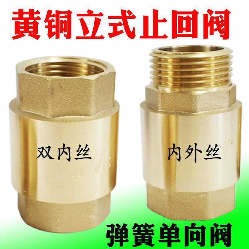 厂家直发弹簧止回阀立式单向阀黄铜水管螺纹阀4分6分平装水阀止