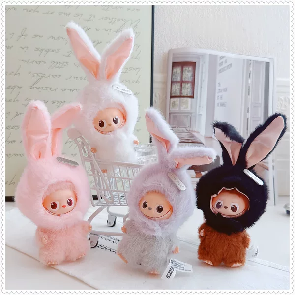 Labubu 4.0 Heart Password Baby Clothes Plush Long-Eared Rabbit Hat 10cm Mini Labubu Fourth Generation Replacement Outfit